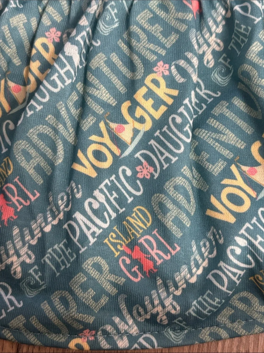 Moana Graphic Nightgown in Aqua with Coral and Tan Accents - Picture 6 of 6